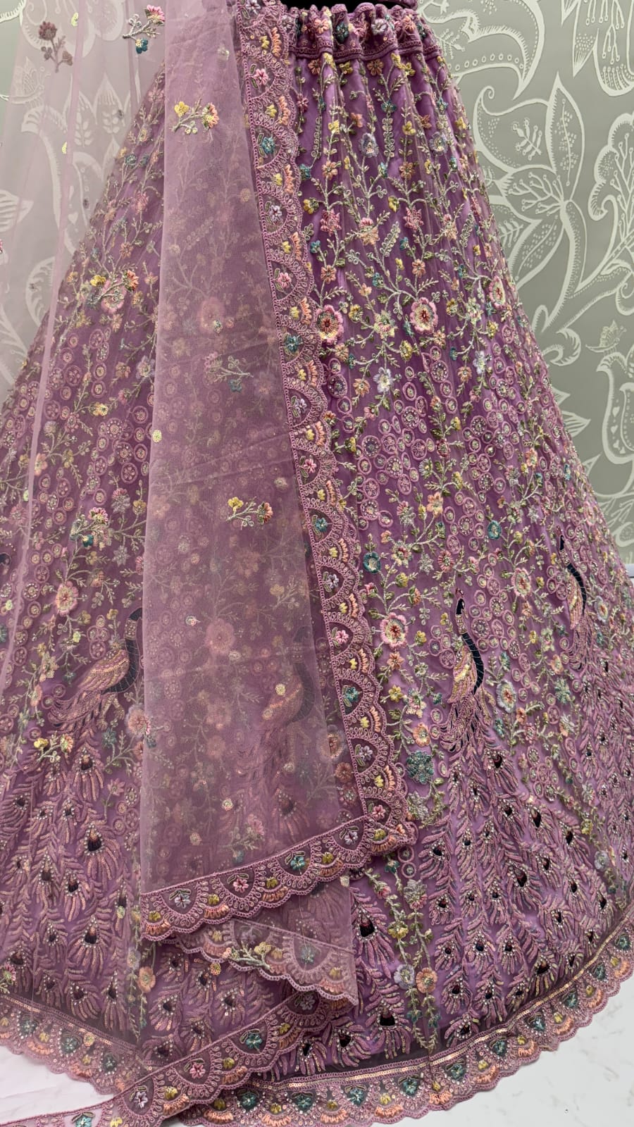 Stunning Peacock Purple Embroidered Crafted Partywear Lehenga Choli with dupatta and blouse 