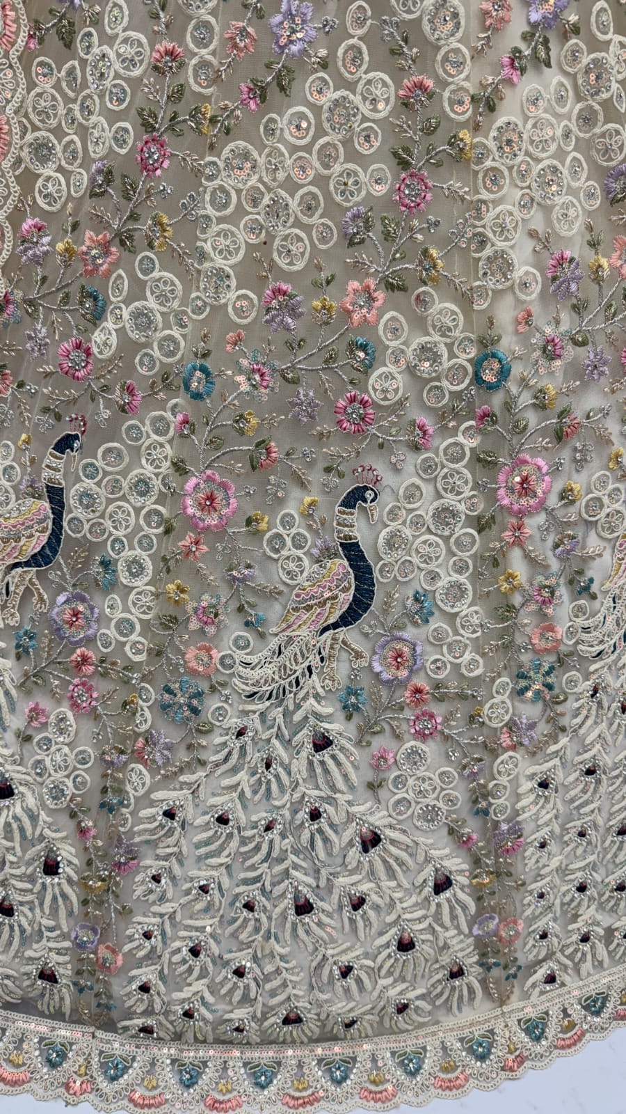 Stunning Peacock white Embroidered Crafted Partywear Lehenga Choli with dupatta and blouse 