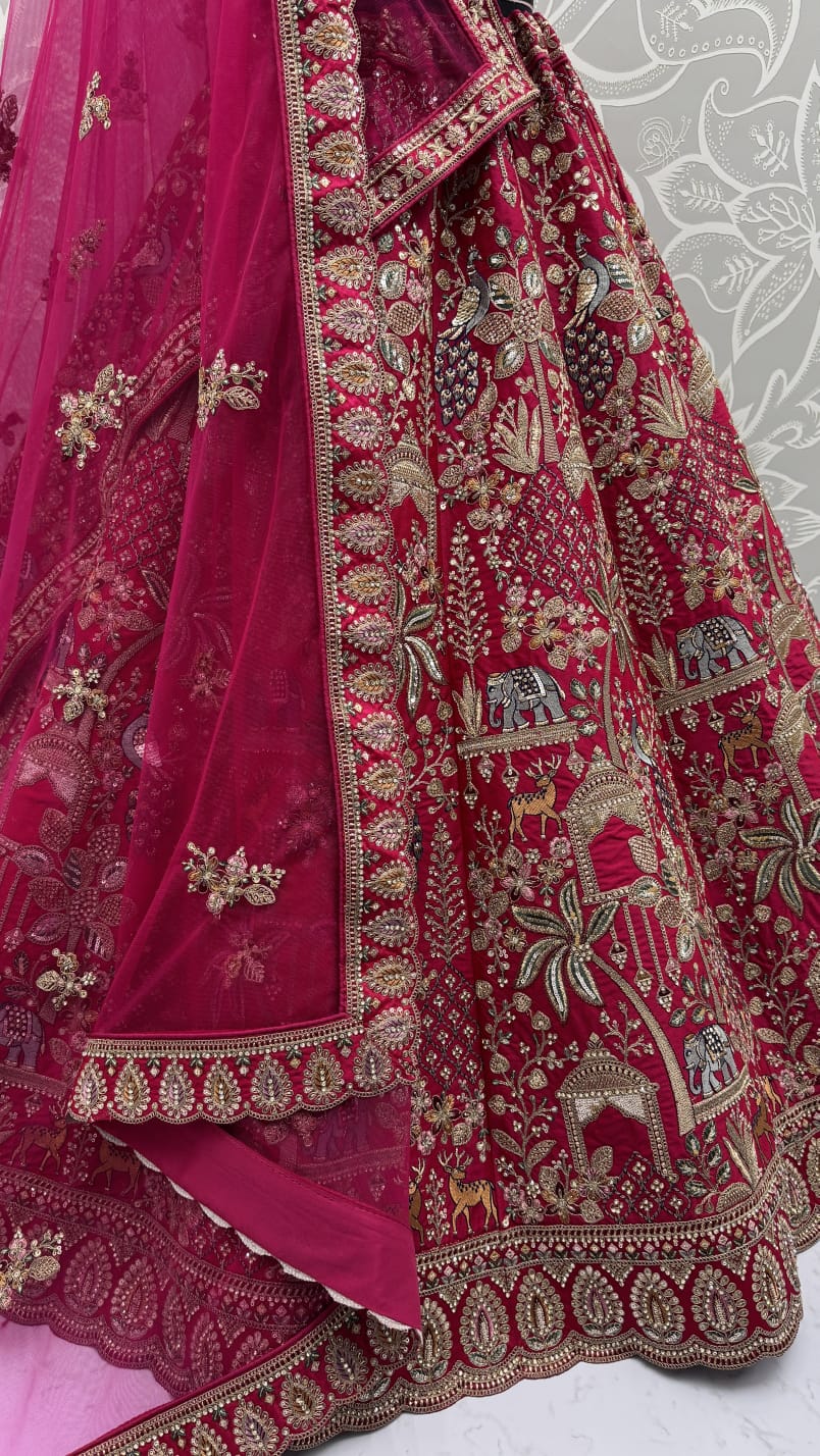 Tremendous Pink Embroidery Pattern  New Season Bridal Lehenga Choli 