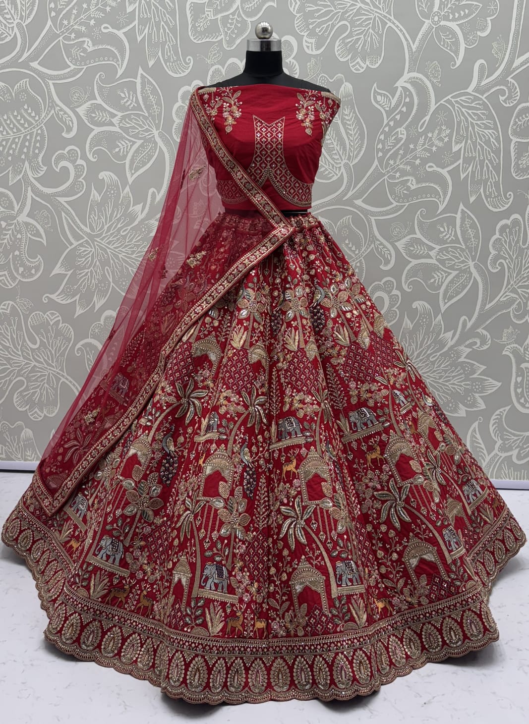 Tremendous Red Embroidery Pattern  New Season Bridal Lehenga Choli 