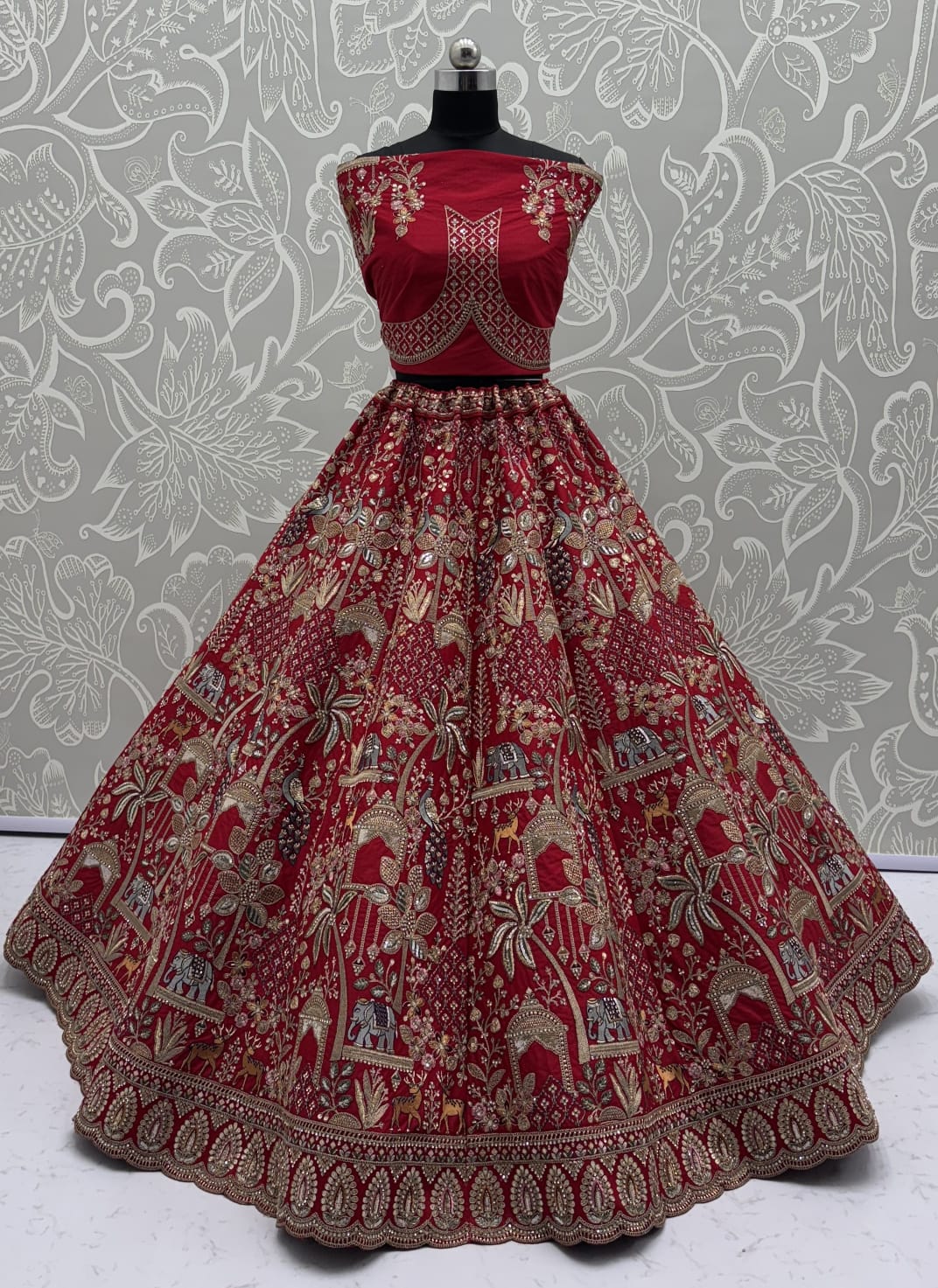 Tremendous Red Embroidery Pattern  New Season Bridal Lehenga Choli 