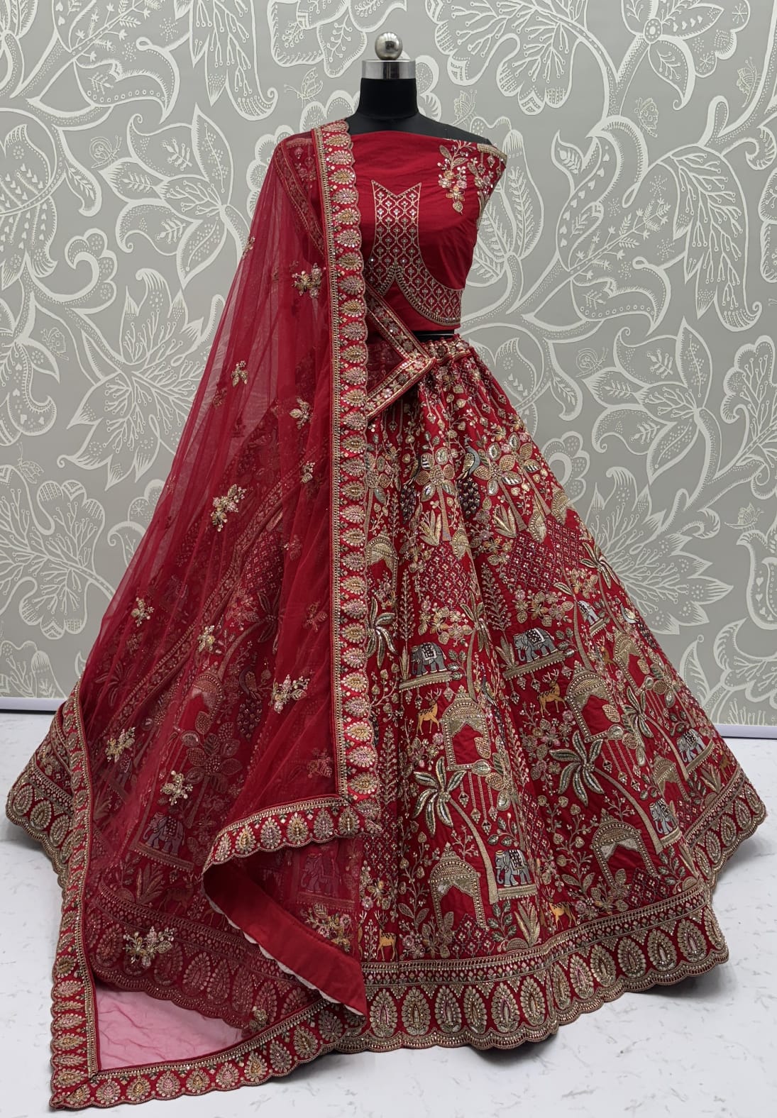 Tremendous Red Embroidery Pattern  New Season Bridal Lehenga Choli 
