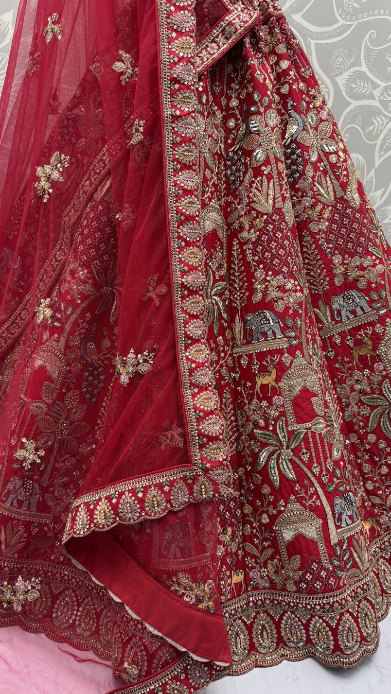 Tremendous Red Embroidery Pattern  New Season Bridal Lehenga Choli 