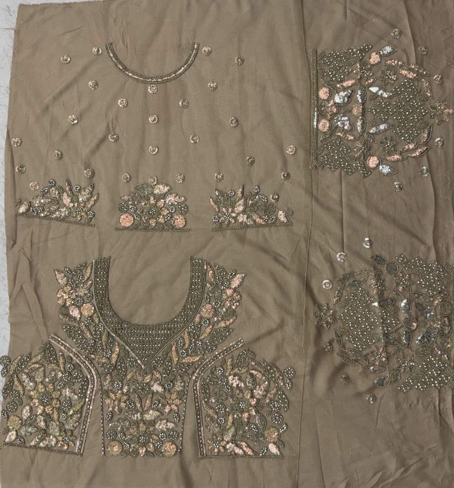 Eye-Catchy Golden Lehengacholi studded with zircon diamond and Full of Sequins work 