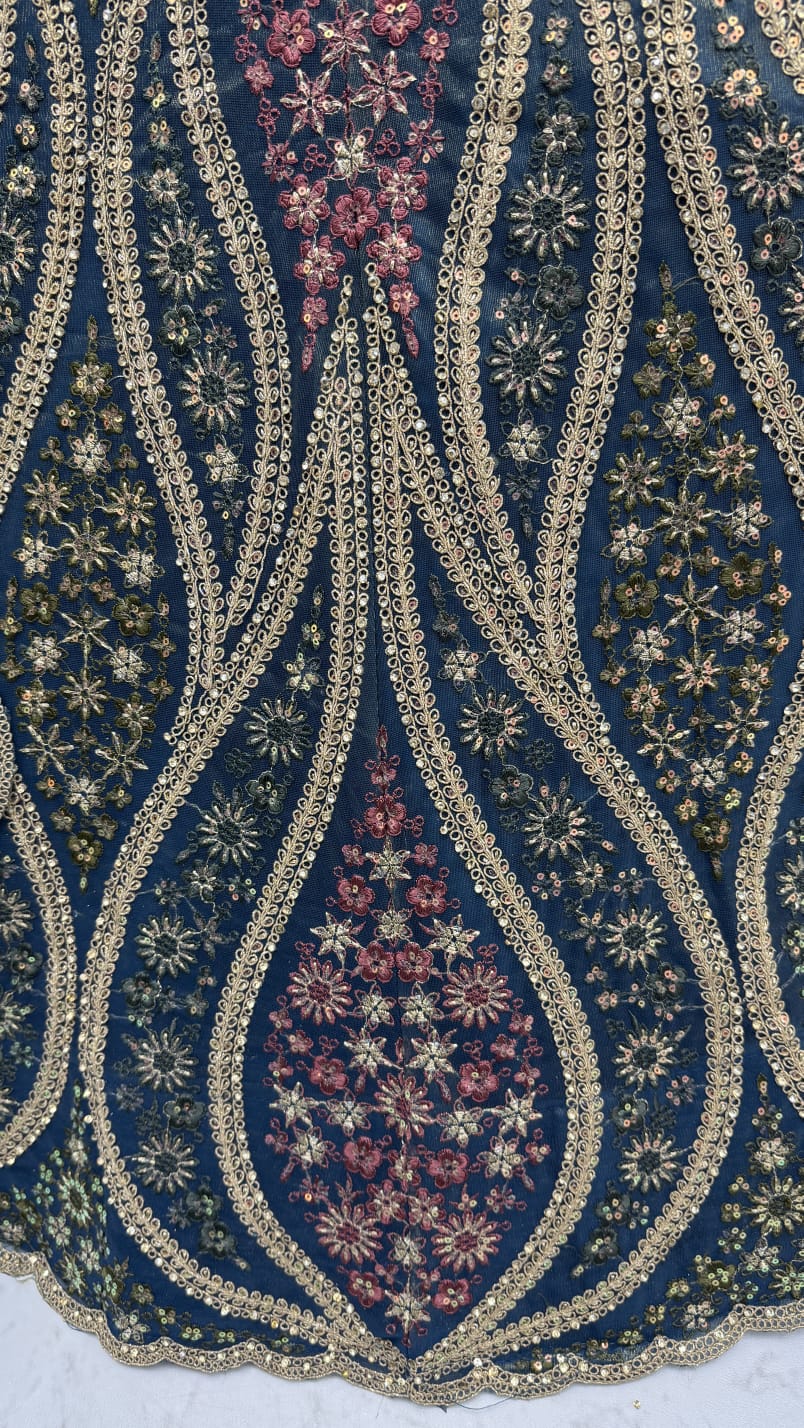 Abstinent Blue Art of Work with Detailed Thread work Designer LehengaCholi perfect for reception wear