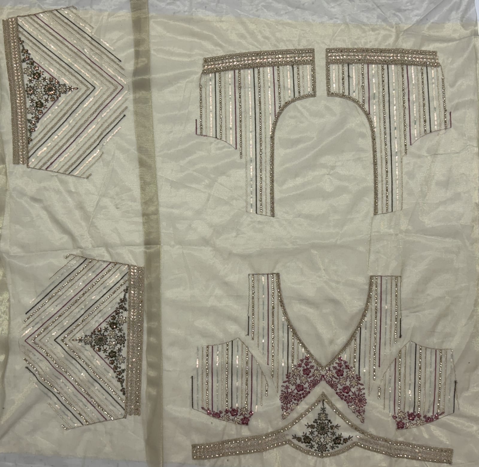 Abstinent Golden Art of Work with Detailed Thread work Designer LehengaCholi perfect for reception wear