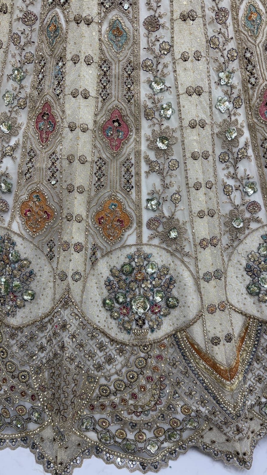 Metalic White Embroidery on Vibrant Color Designer Partywear Lehengacholi 