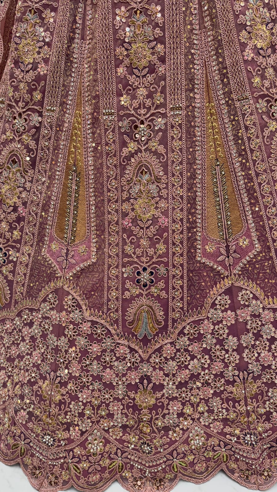 Partywear Pink Bridal Net Lehengacholi 