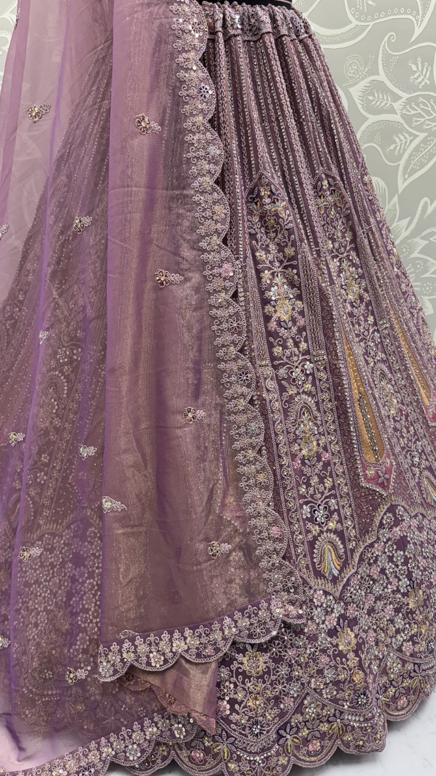 Partywear Purple Bridal Net Lehengacholi 