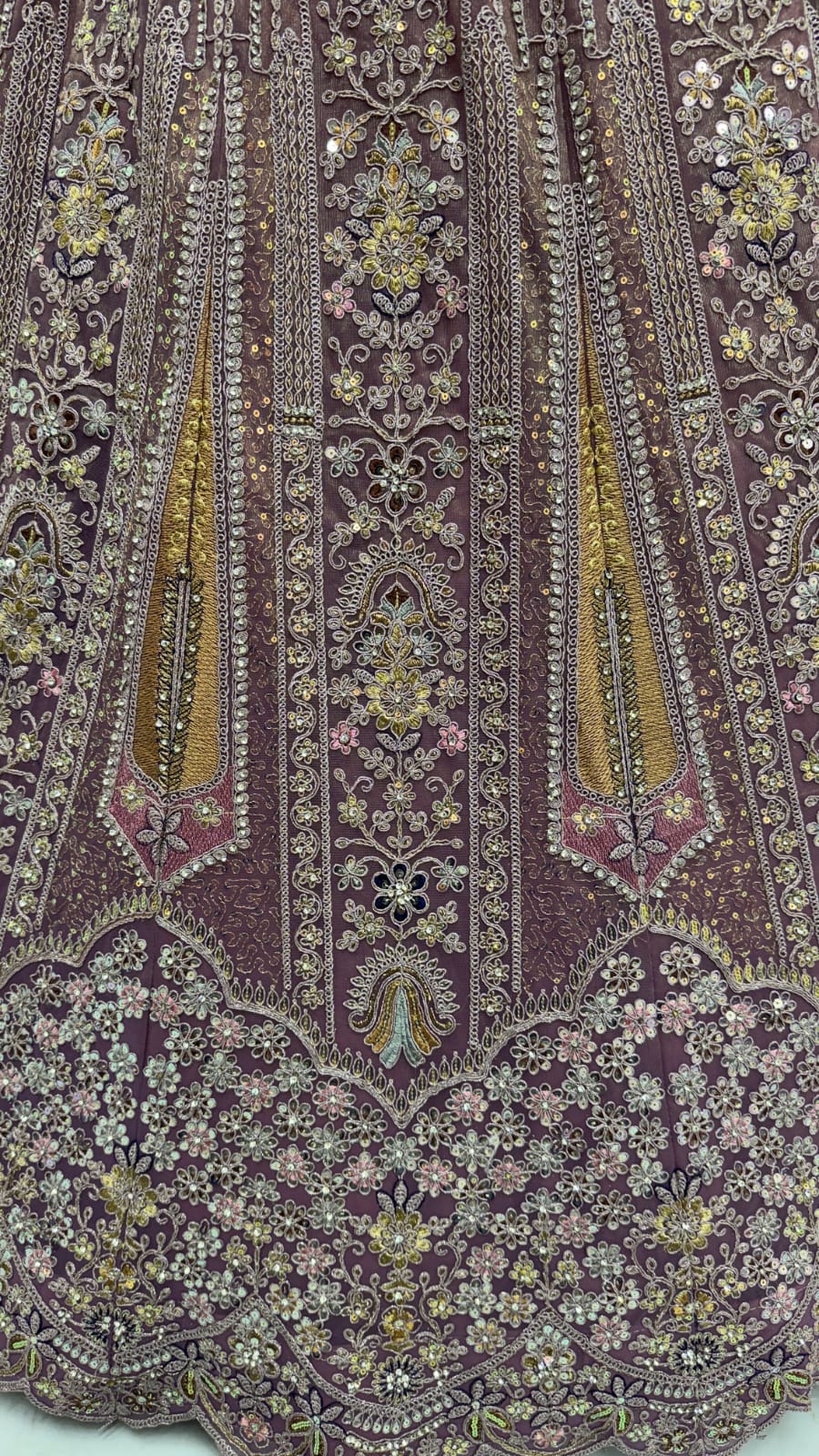 Partywear Purple Bridal Net Lehengacholi 