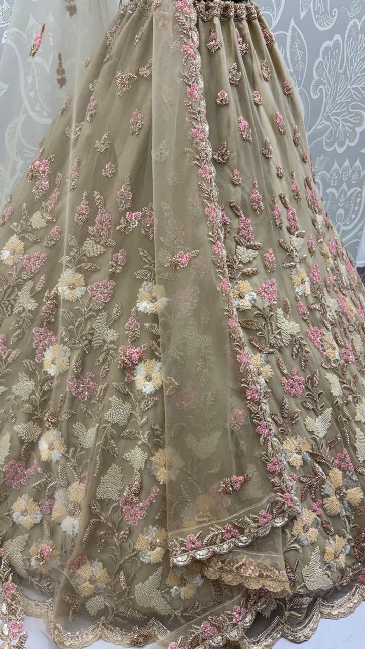 Handwork Yellow and Motif Work Designer Partywear Lehengacholi 