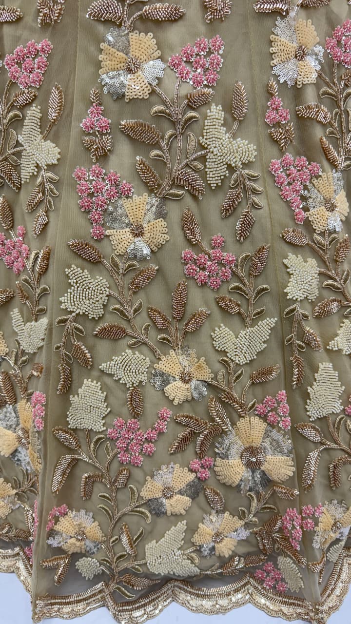 Handwork Yellow and Motif Work Designer Partywear Lehengacholi 