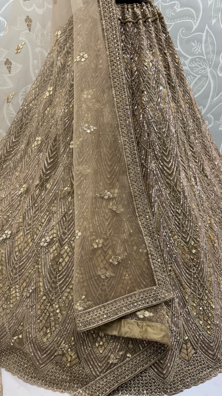 Golden Lehenga Choli in Sequins Work With Beautiful Dupatta and Blouse 