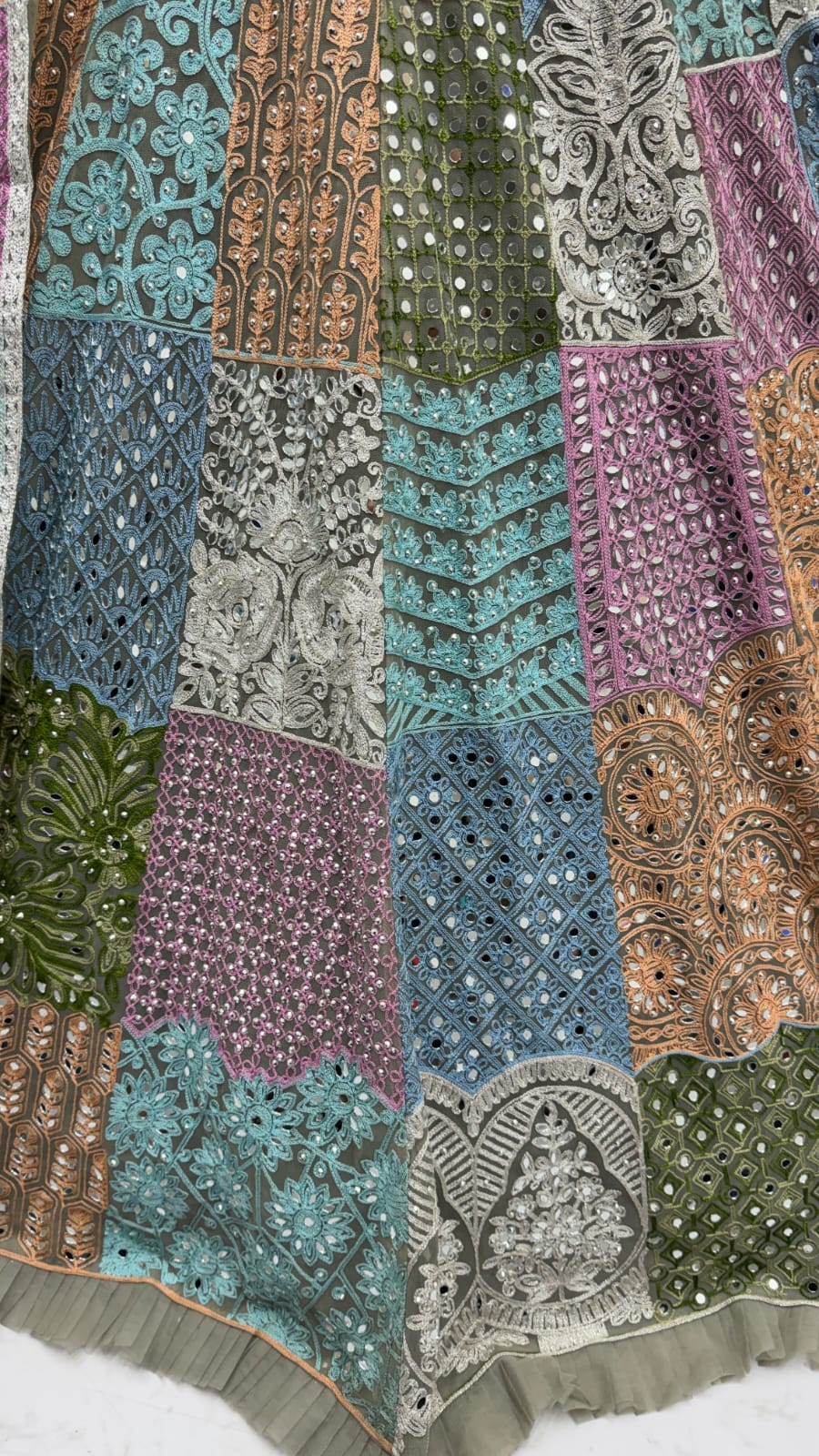 Full Flaired Chain Embroidery with Real Mirror work Designer Lehenga Choli 