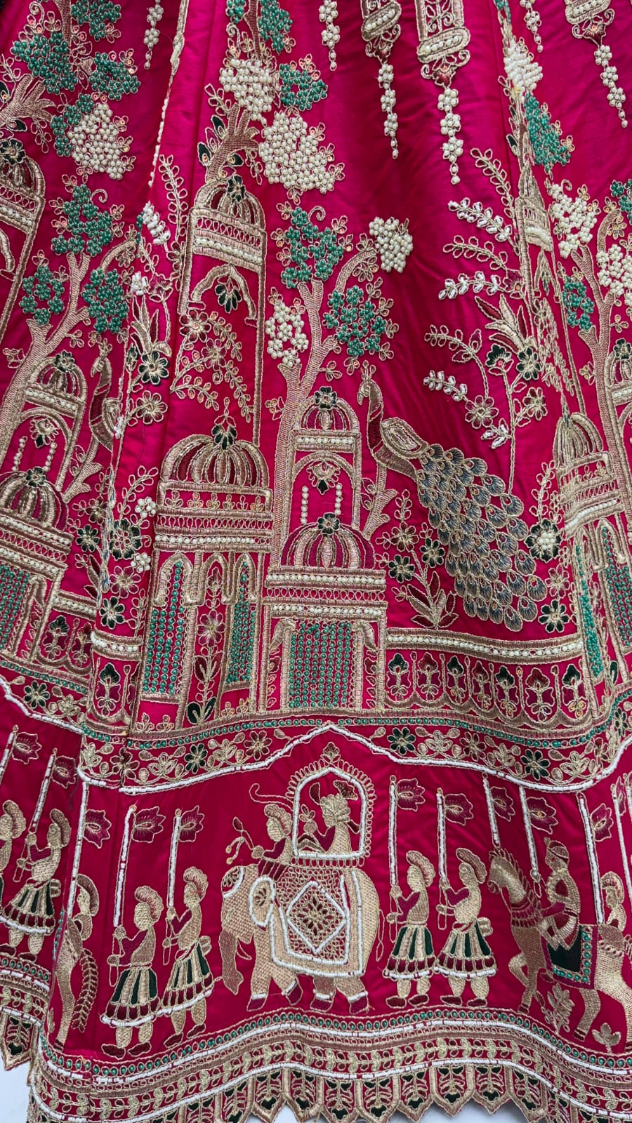 Outstanding Pink Embroidered Silk Bridal Lehenga Choli With Double Dupatta