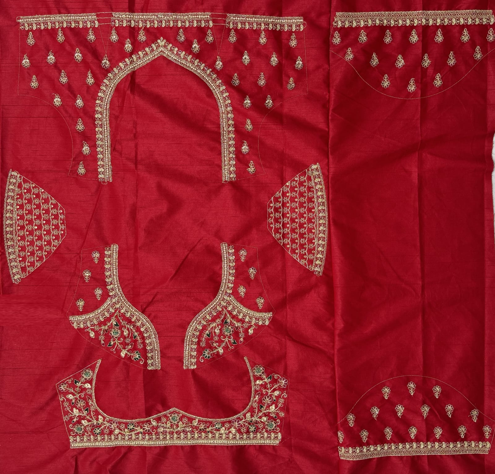 Graceful Red Embroidered Silk Bridal Lehenga Choli With Double Dupatta