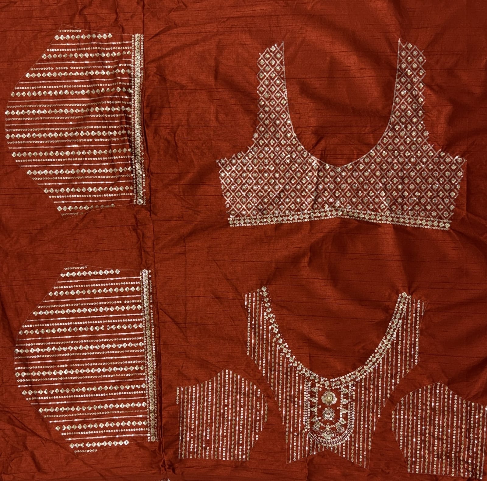 Beautiful Rust Orange Sequins Silk Bridal Lehenga Choli With Double Dupatta