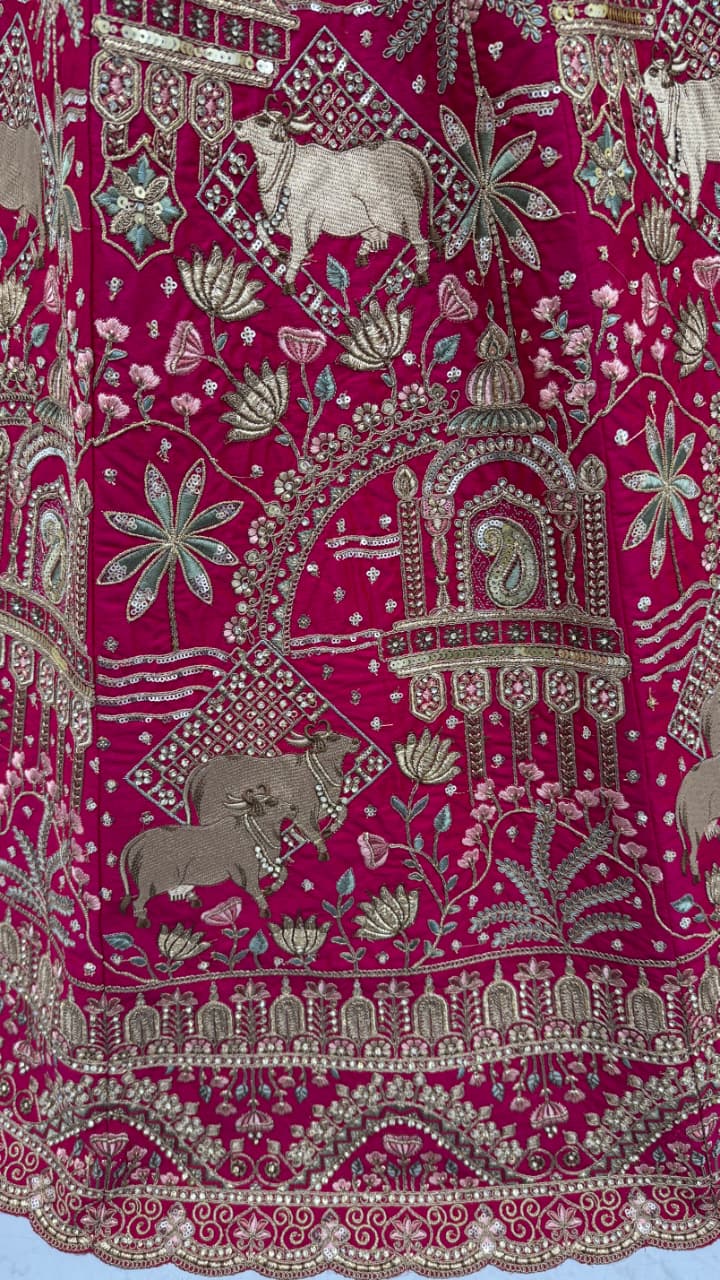 Exclusive Pink Figure Embroidered Designer Bridal Lehenga Choli