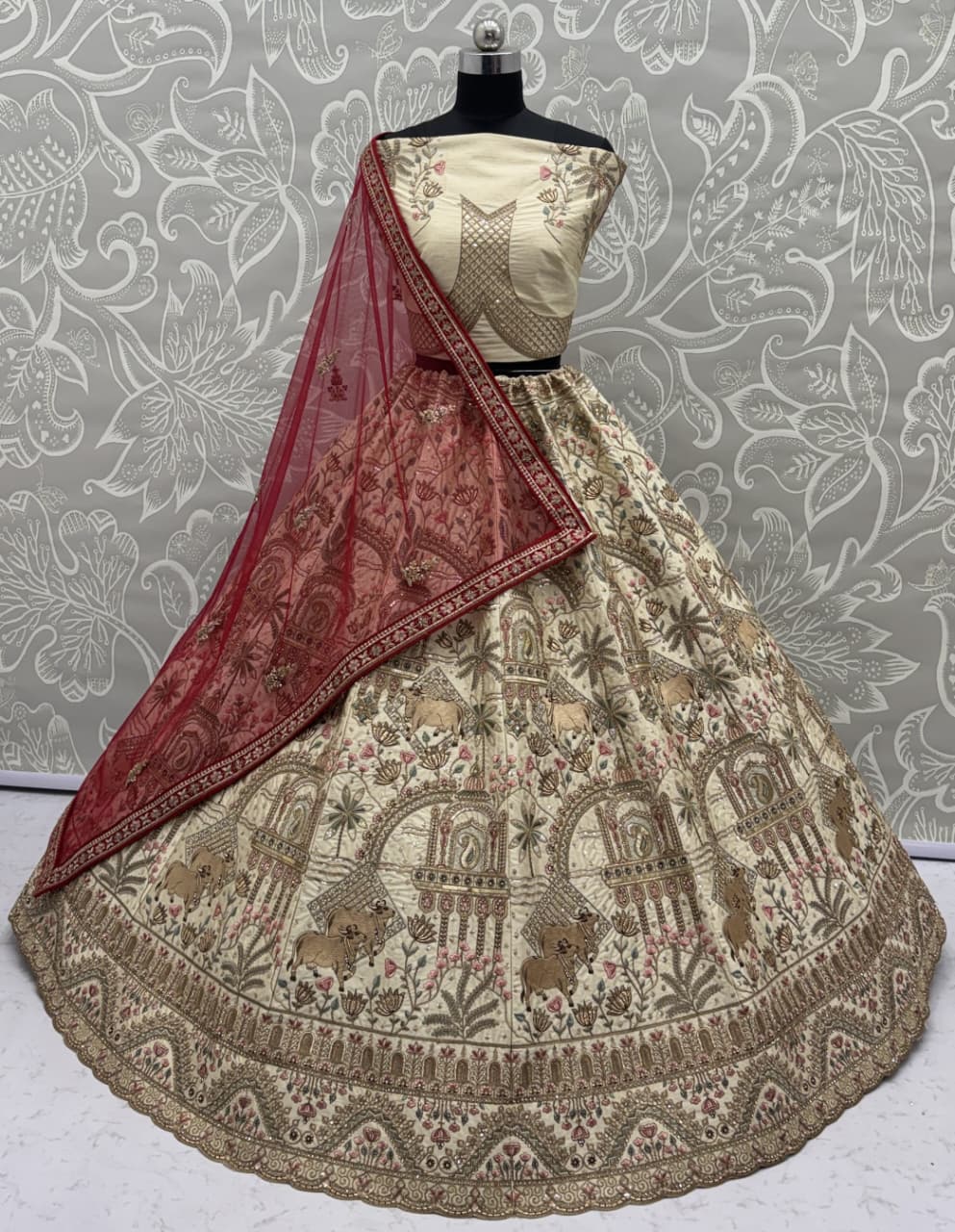 Exclusive White Figure Embroidered Designer Bridal Lehenga Choli