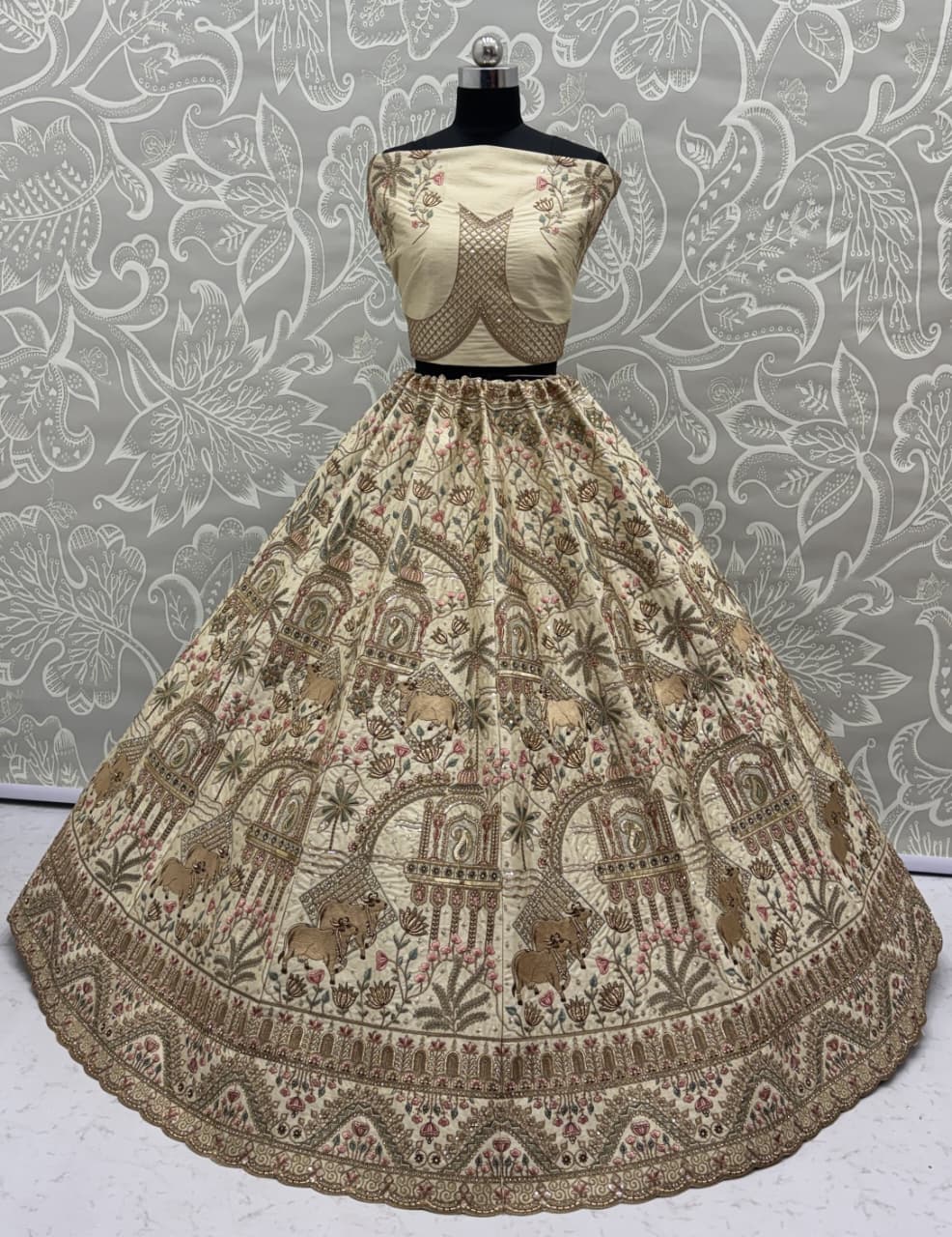 Exclusive White Figure Embroidered Designer Bridal Lehenga Choli