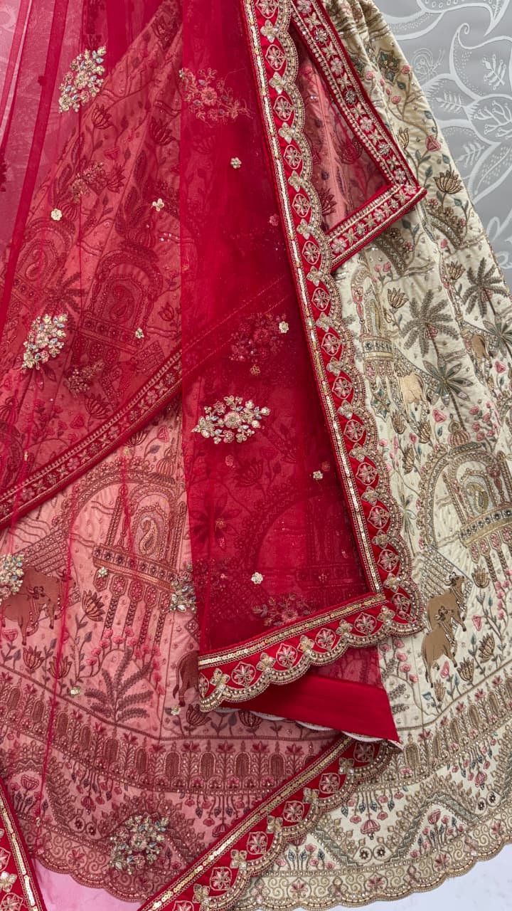 Exclusive White Figure Embroidered Designer Bridal Lehenga Choli