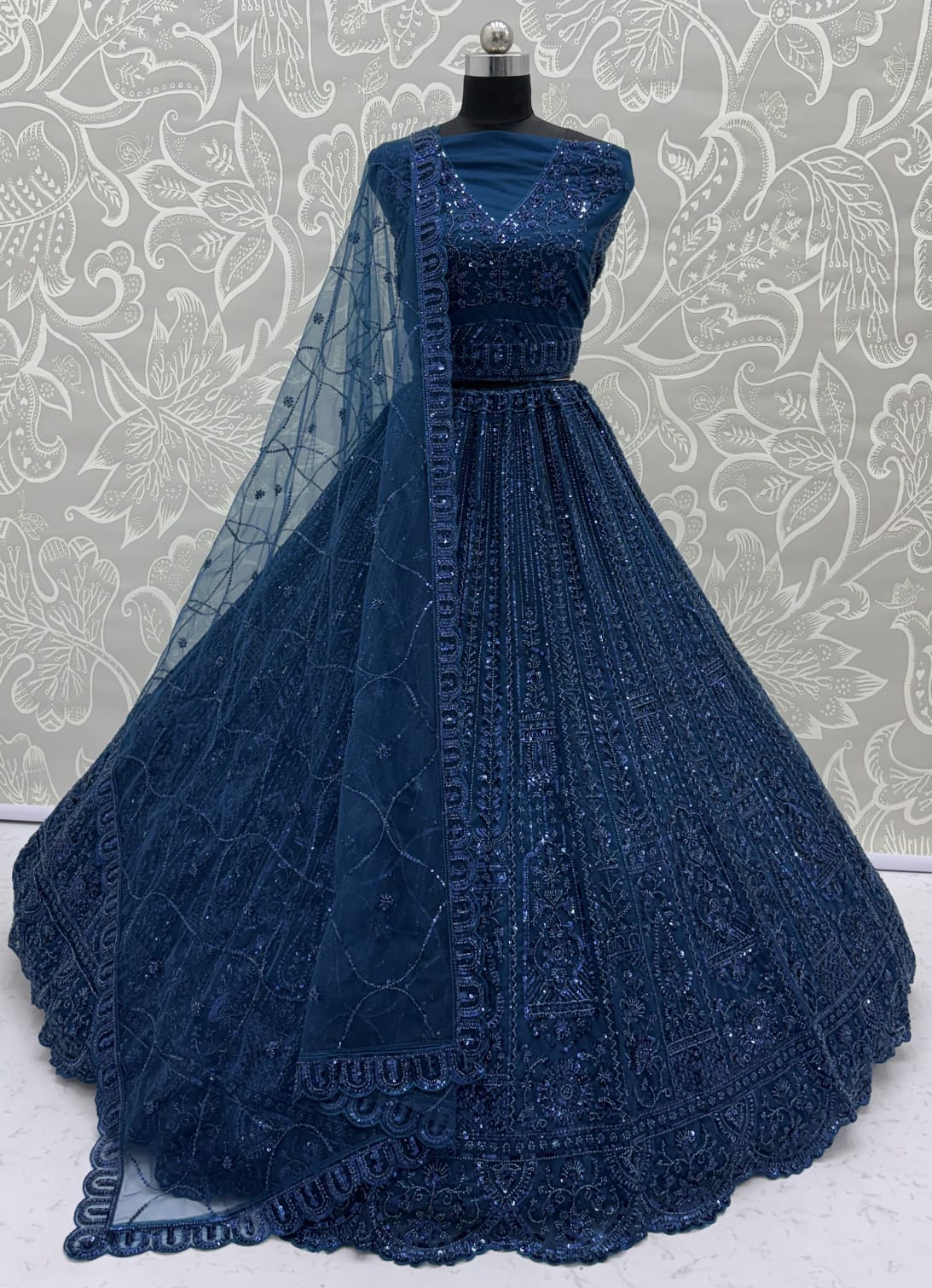 Blue Designer Lehenga Choli in Handwork 