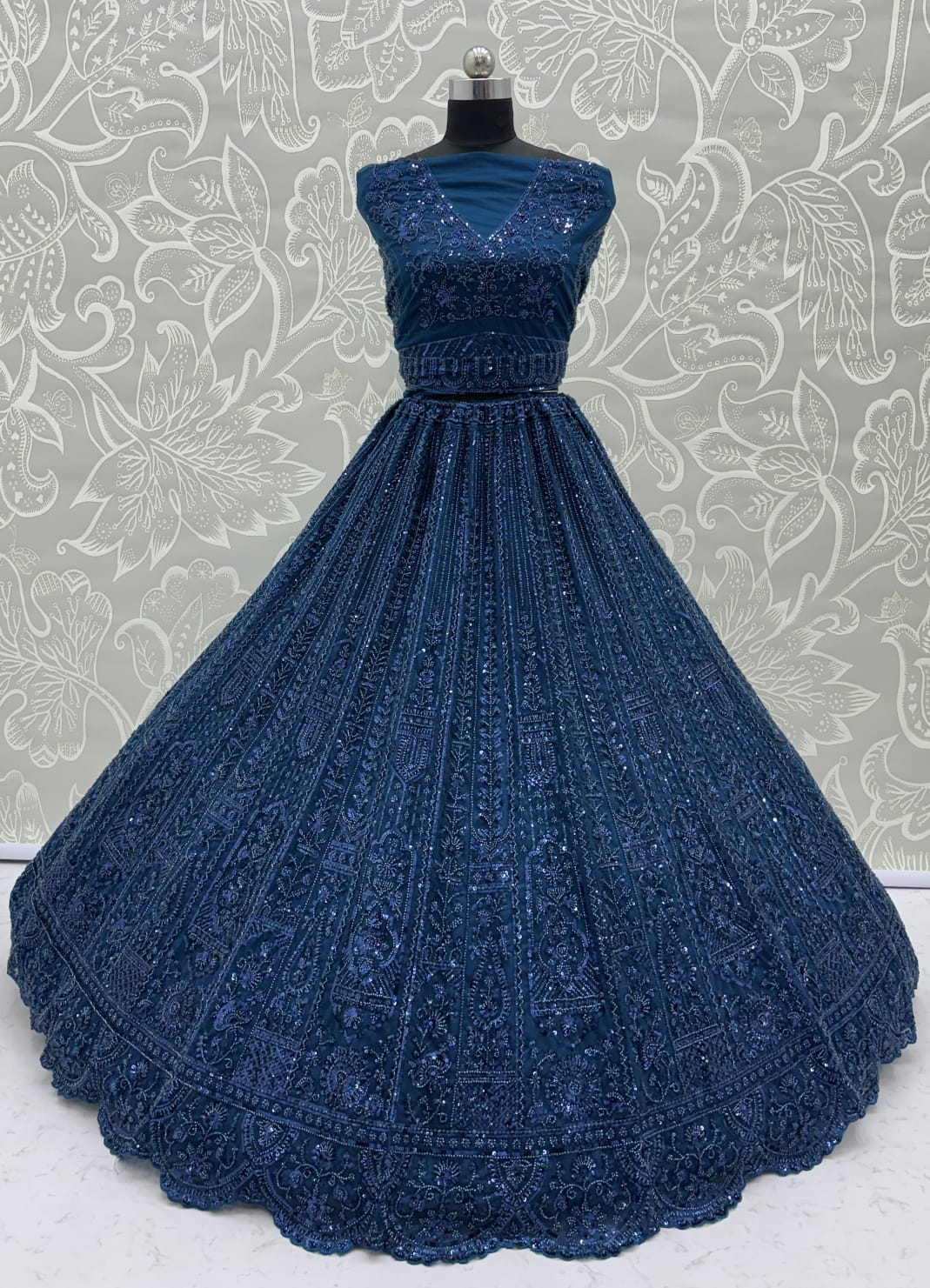 Blue Designer Lehenga Choli in Handwork 