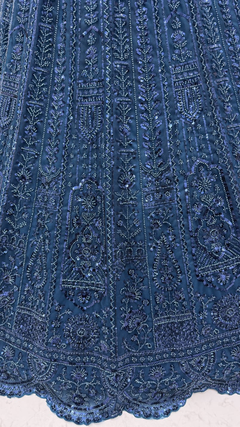 Blue Designer Lehenga Choli in Handwork 