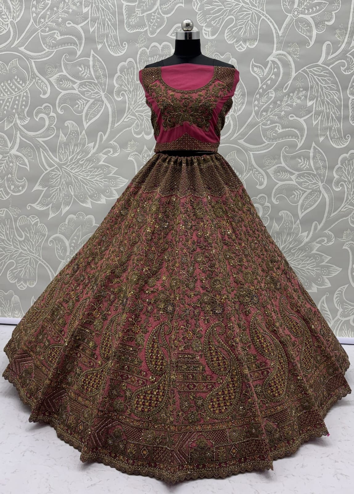 Royal Pink Multi Thread Work Net Engagement Wear Lehenga Choli With Dupatta