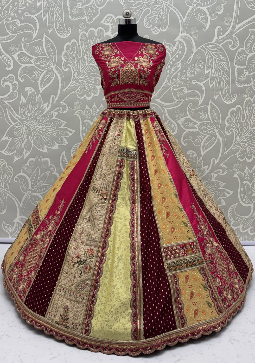 Graceful Multi-Color Patch Work Silk Engagement Wear Lehenga Choli