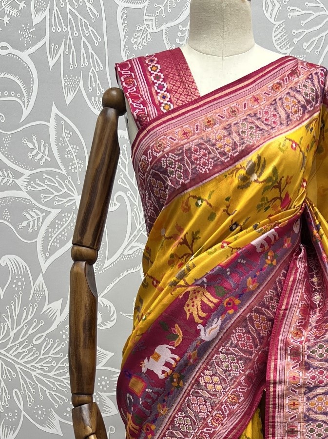  Pure Meena Silk and Dyed Silk Thread Crafted Authentic Patola Saree 