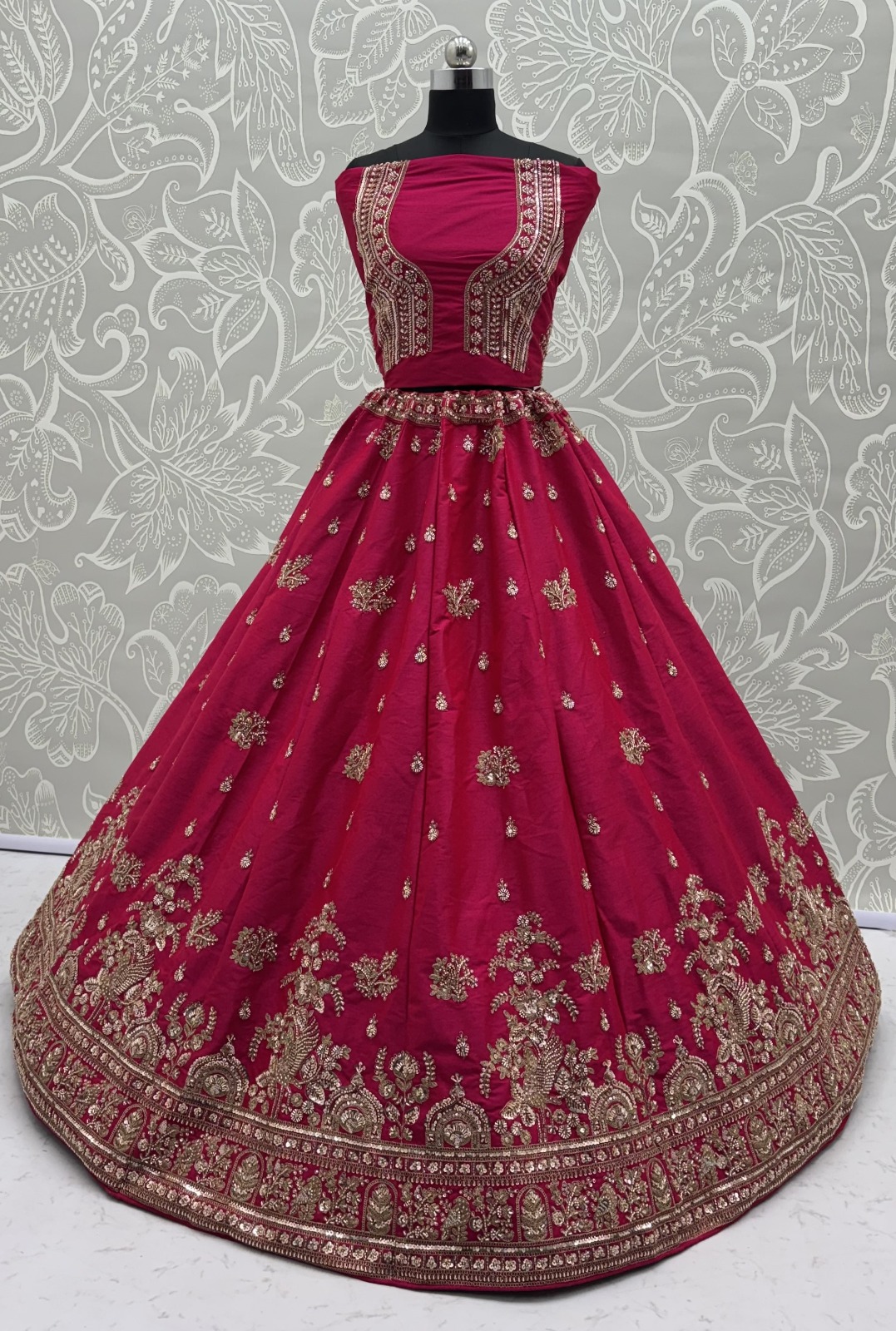 Alluring Rani Pink Silk Bridal Lehenga Choli With Double Dupatta