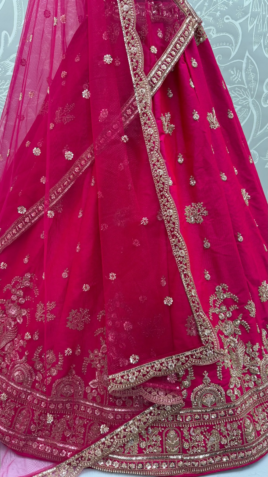 Alluring Rani Pink Silk Bridal Lehenga Choli With Double Dupatta