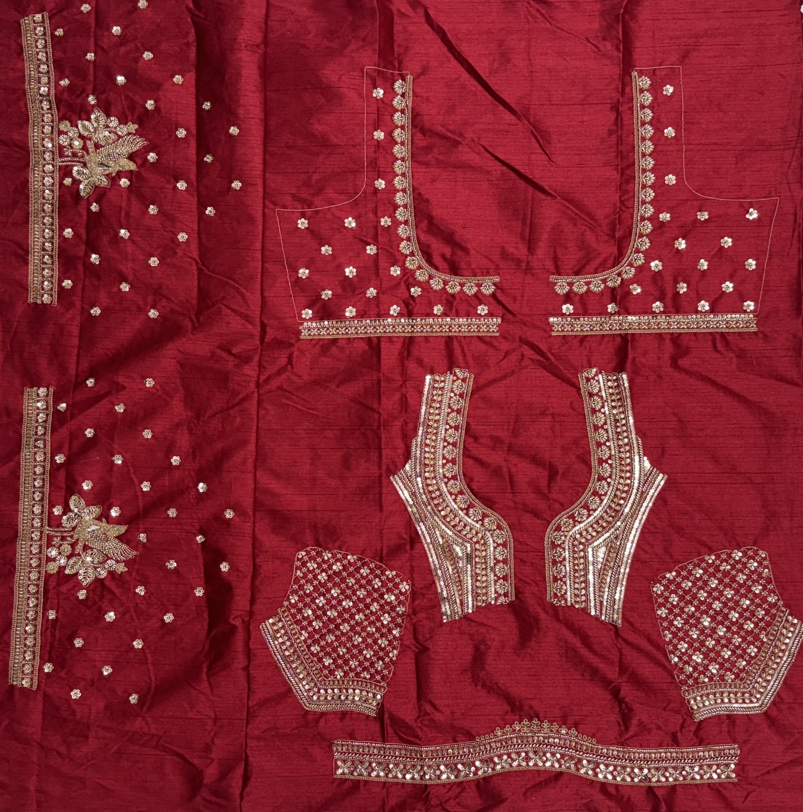 Appealing Red Bead Work Silk Bridal Lehenga Choli With Double Dupatta