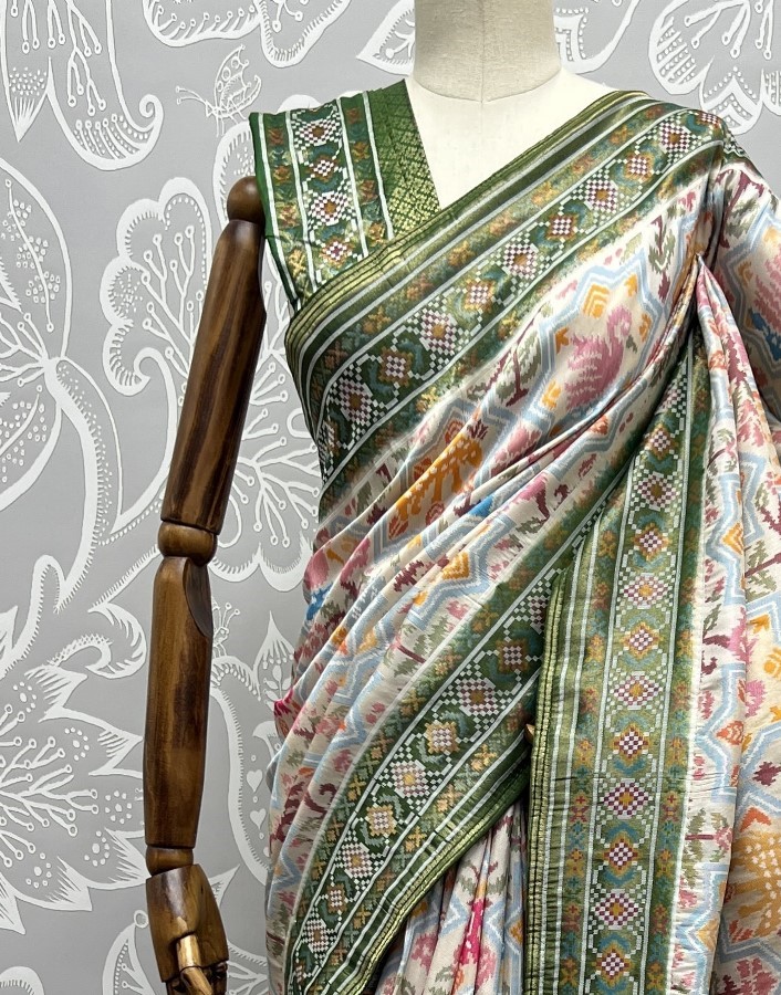 Pure Meena Silk and Dyed Silk Thread Crafted Authentic Patola Saree 