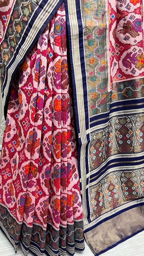  Pure Meena Silk and Dyed Silk Thread Crafted Authentic Patola Saree 