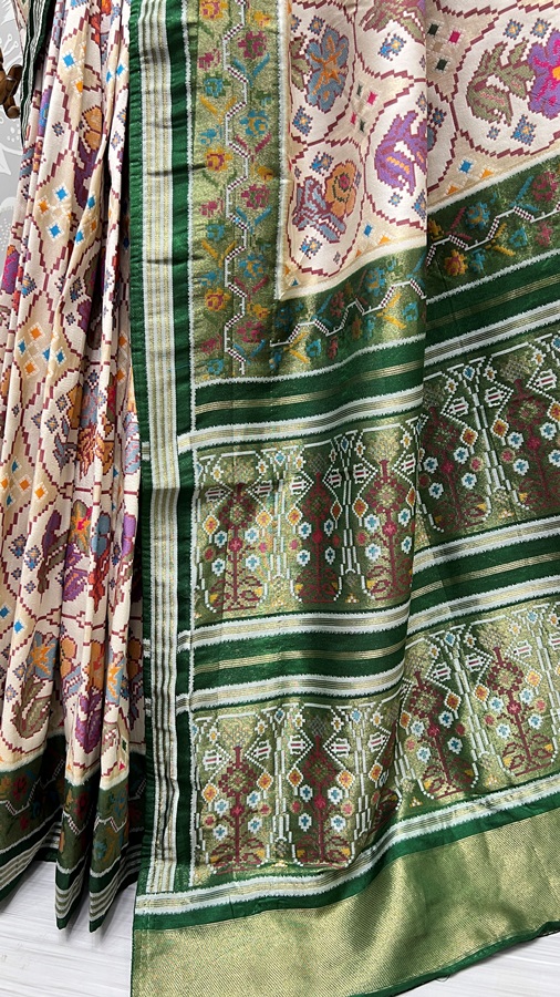 Hand Dyed Meena Silk Thread Crafted Authentic Patola Saree 