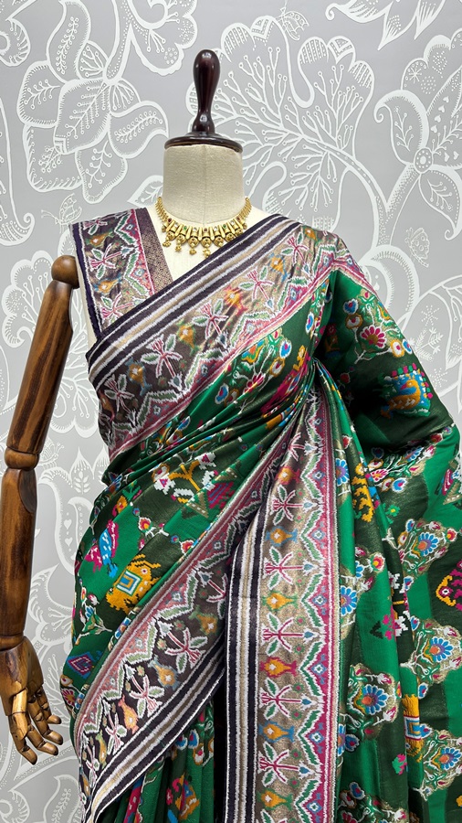 Hand Dyed Meena Silk Thread Crafted Patola Saree 