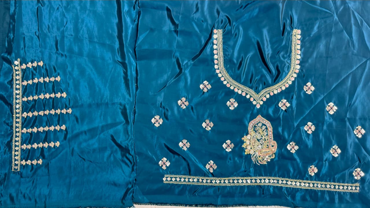 Dazzling Teal Blue Sequins Silk Wedding Wear Lehenga Choli