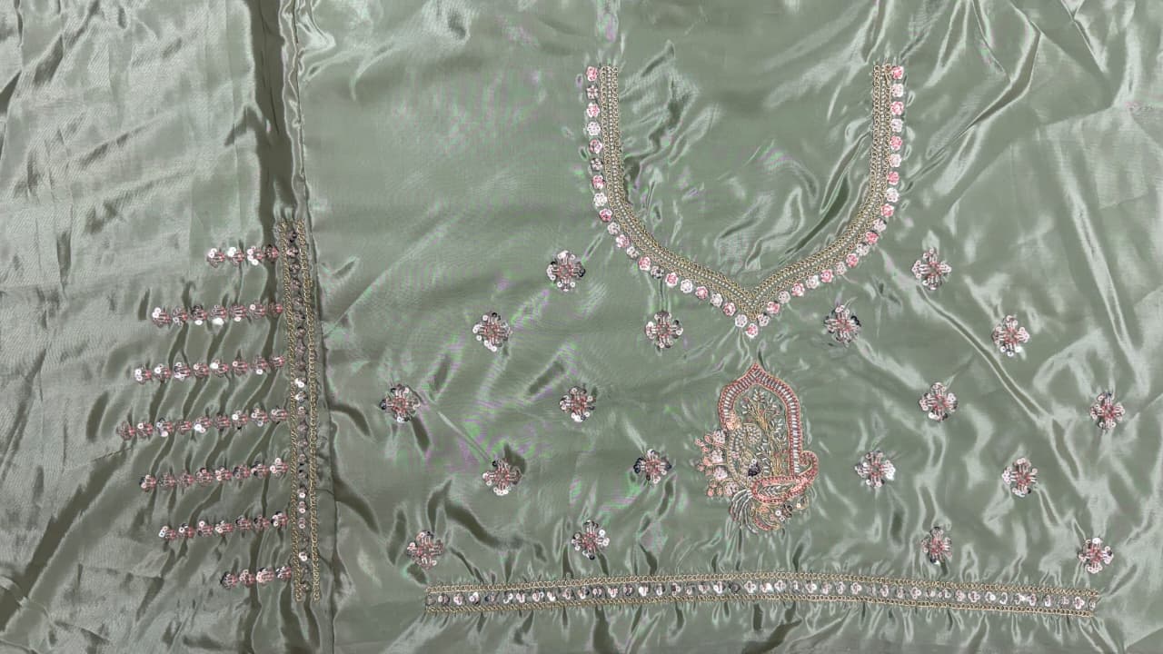 Awesome Green Embroidered Silk Wedding Wear Lehenga With Blouse
