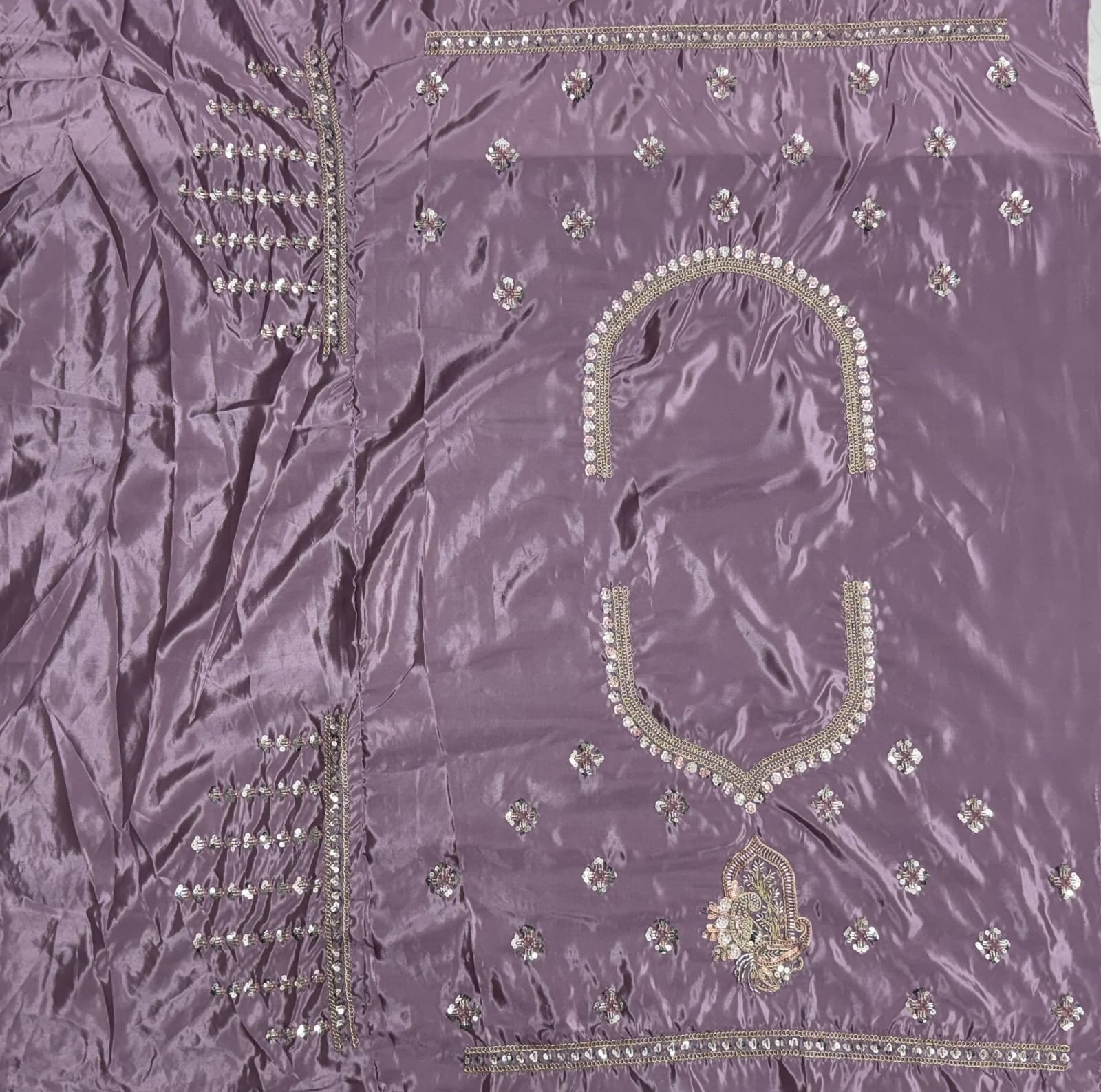 Fantastic Lavender Sequins Silk Reception Wear Lehenga Choli