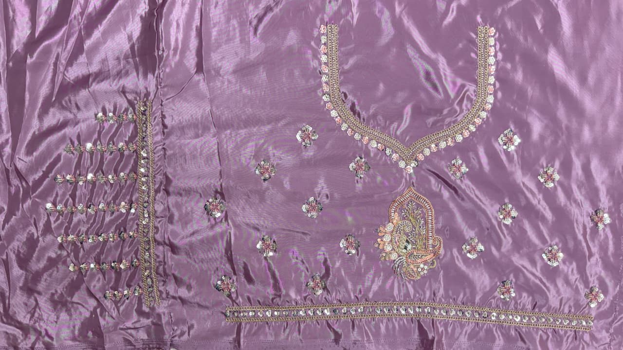 Fantastic Lavender Sequins Silk Reception Wear Lehenga Choli
