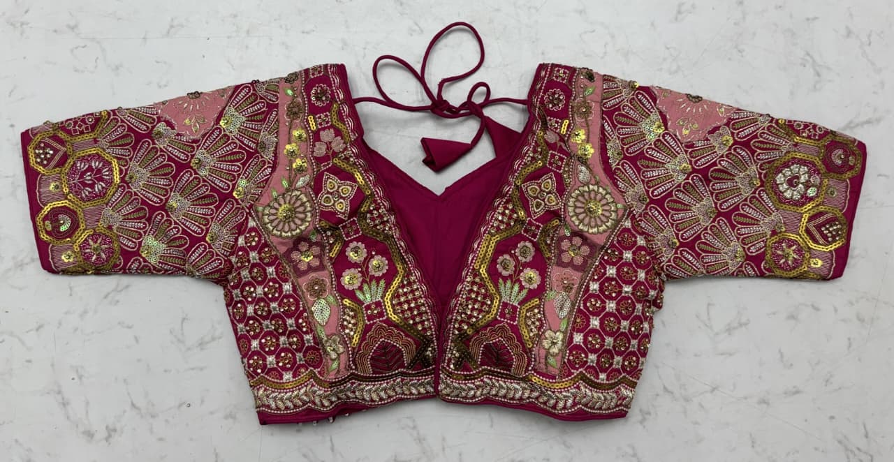 Multicolor Gadhwal Silk Embroidered Sequins With Beads Embellished Lehenga Wedding Wear
