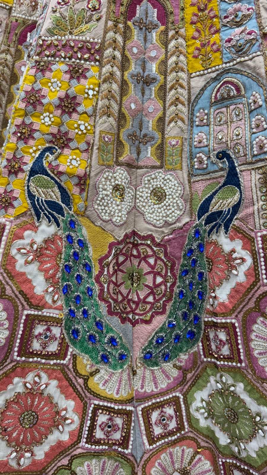 Multicolor Gadhwal Silk Embroidered Sequins With Beads Embellished Lehenga Wedding Wear