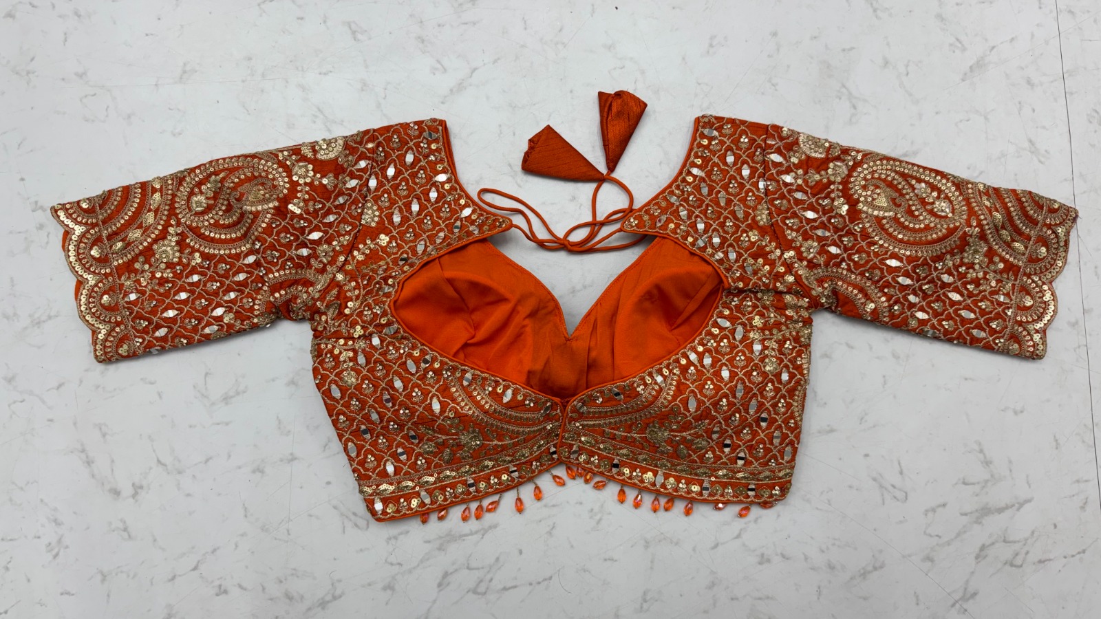 Multi Orange Color Multi Thread Work Bridal Lehenga Choli