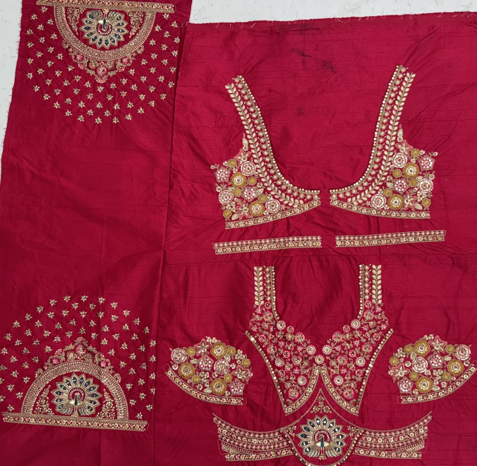 Pink Pure Soft Gadhwal Silk Heavy Embroidery Work Bridal Lehenga Choli - Rani Pink