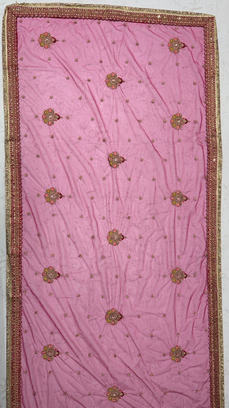 Pink Pure Soft Gadhwal Silk Heavy Embroidery Work Bridal Lehenga Choli - Rani Pink