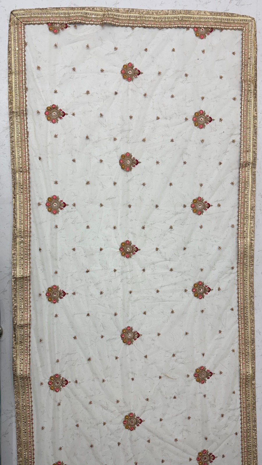 White Pure Soft Gadhwal Silk Heavy Embroidery Work Bridal Lehenga Choli - White