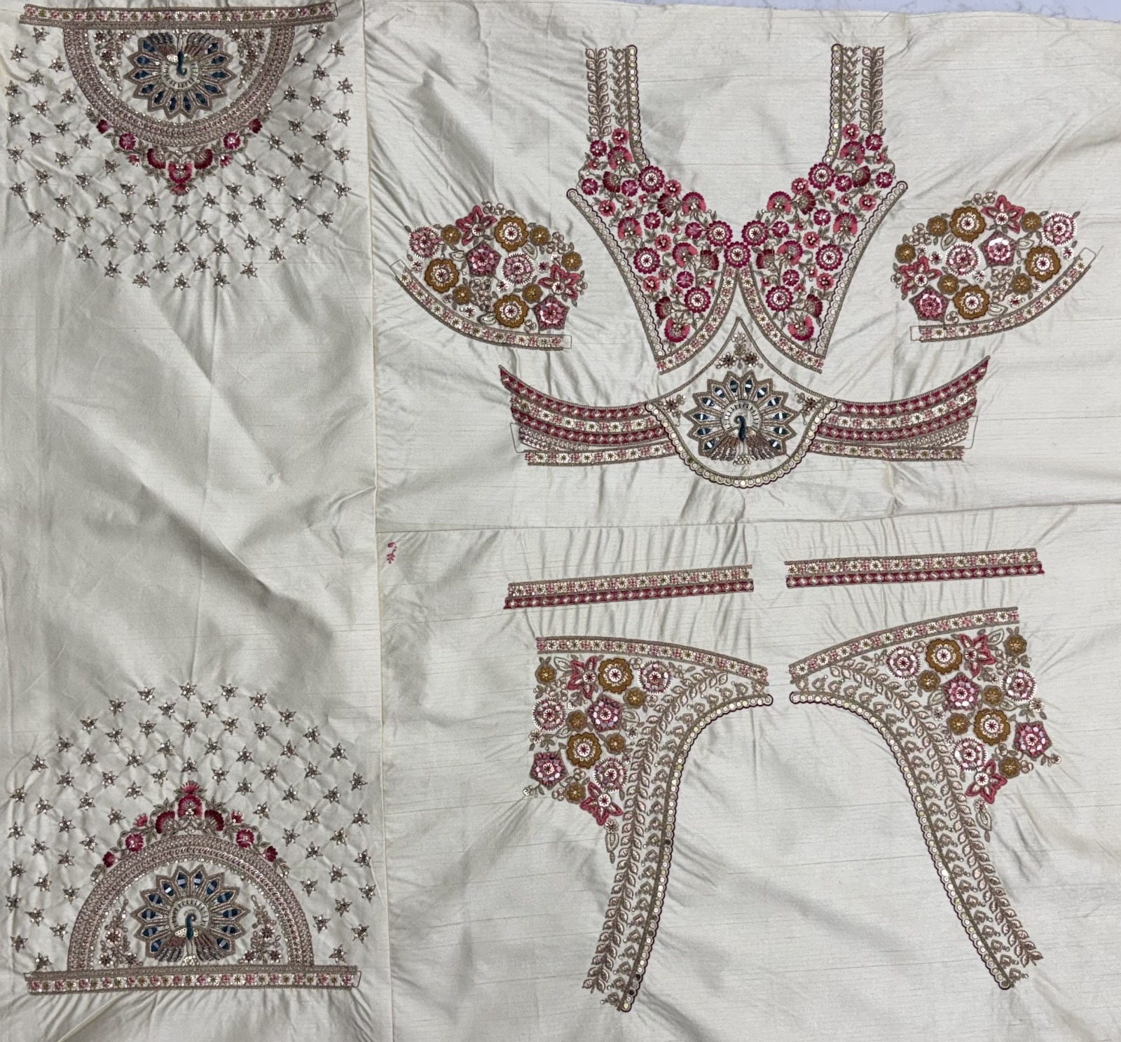 White Pure Soft Gadhwal Silk Heavy Embroidery Work Bridal Lehenga Choli - White