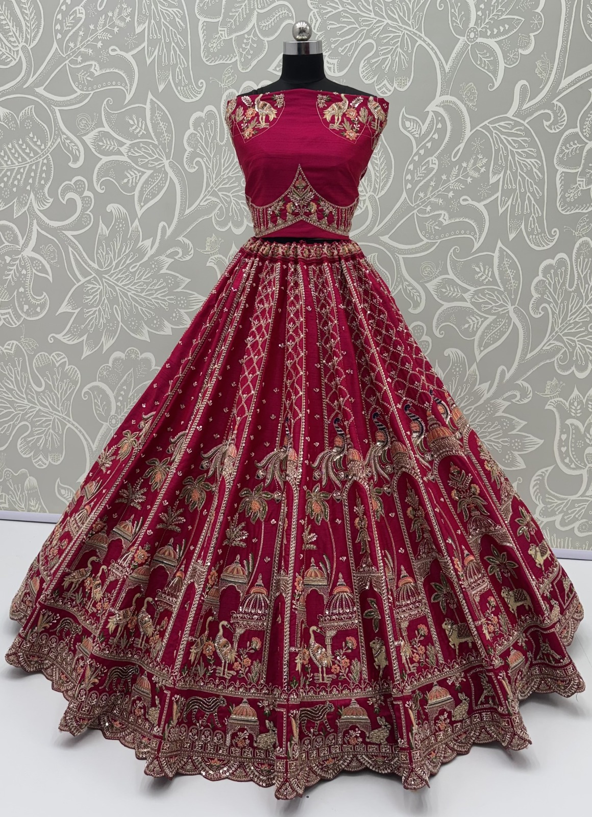 Silk Rani Pink Festival Wear Embroidery Work Lehenga Choli